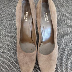 GUCCI Suede Heels Truffle Brown MADE IN ITALY